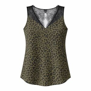 Express Leopard Print Lace Back Sleeveless Blouse Top size XS
